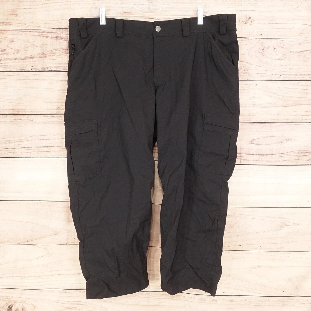 Duluth Trading Pants Womens 20 Black Cargo Crop Stretch Pockets 40x22 Plus